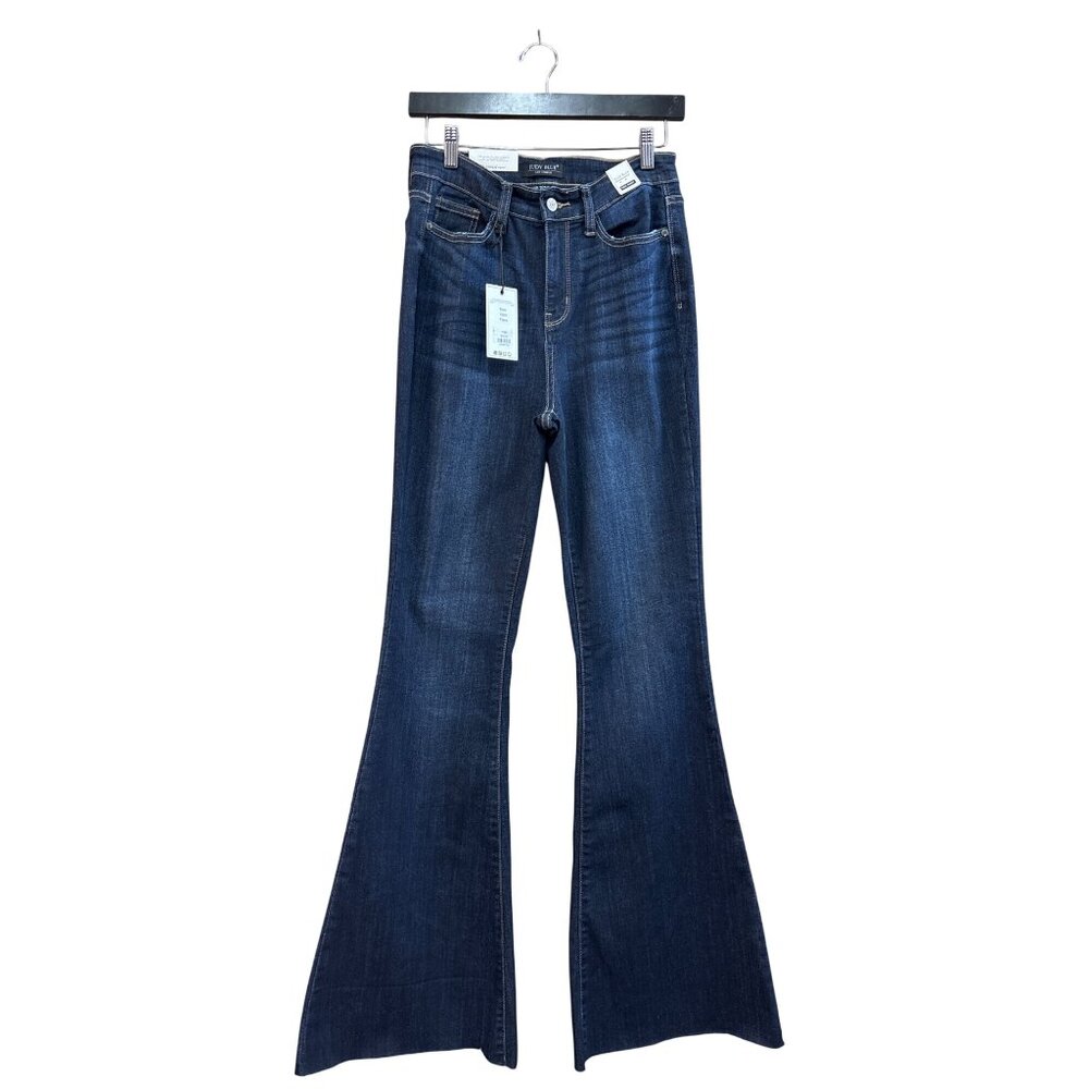 Judy Blue Womens High Waist Raw Hem Flare Jeans Size 7/28 Medium Wash NWT